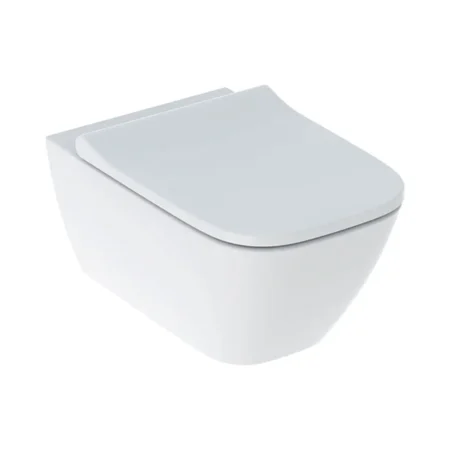 Geberit Smyle set of wall-hung WC, square, washdown, shrouded, Rimfree, with WC seat, overlapping lid